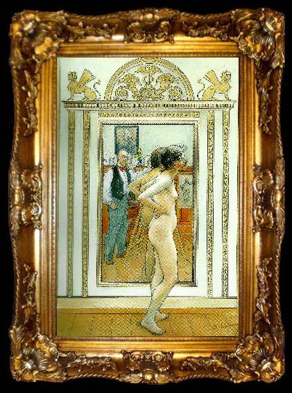 framed  Carl Larsson framfor spegeln, ta009-2
